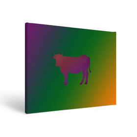 Холст прямоугольный с принтом Корова(трехцветный градиент) в Белгороде, 100% ПВХ |  | animals | животные | звери | корова | коровка | коровы | мягкий цвет | прикольная картинка | простая картинка