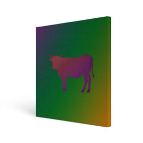 Холст квадратный с принтом Корова(трехцветный градиент) в Белгороде, 100% ПВХ |  | animals | животные | звери | корова | коровка | коровы | мягкий цвет | прикольная картинка | простая картинка