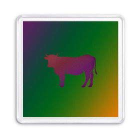 Магнит 55*55 с принтом Корова(трехцветный градиент) в Белгороде, Пластик | Размер: 65*65 мм; Размер печати: 55*55 мм | animals | животные | звери | корова | коровка | коровы | мягкий цвет | прикольная картинка | простая картинка