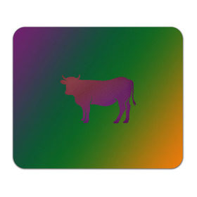 Коврик для мышки прямоугольный с принтом Корова(трехцветный градиент) в Белгороде, натуральный каучук | размер 230 х 185 мм; запечатка лицевой стороны | animals | животные | звери | корова | коровка | коровы | мягкий цвет | прикольная картинка | простая картинка