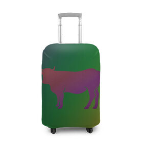 Чехол для чемодана 3D с принтом Корова(трехцветный градиент) в Белгороде, 86% полиэфир, 14% спандекс | двустороннее нанесение принта, прорези для ручек и колес | animals | животные | звери | корова | коровка | коровы | мягкий цвет | прикольная картинка | простая картинка