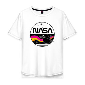 Мужская футболка хлопок Oversize с принтом Retro NASA в Белгороде, 100% хлопок | свободный крой, круглый ворот, “спинка” длиннее передней части | mars | nasa | space | галактика | земля | илон | инопланетяне | инопланетянин | картинка | картинки | космонавт | космос | луна | марс | маск | мода | надпись | наса | планета | планеты