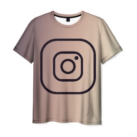 Мужская футболка 3D с принтом instagram(simple logo) в Белгороде, 100% полиэфир | прямой крой, круглый вырез горловины, длина до линии бедер | instagram | logo | инстаграм | лого | мягкие цвета | приложение | простая картинка | фотоаппарат | черная картинка | черный | черный значок | черный цвет