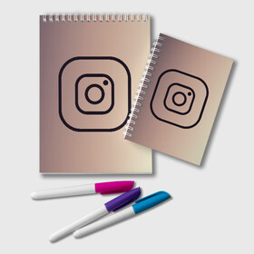 Блокнот с принтом instagram(simple logo) в Белгороде, 100% бумага | 48 листов, плотность листов — 60 г/м2, плотность картонной обложки — 250 г/м2. Листы скреплены удобной пружинной спиралью. Цвет линий — светло-серый
 | Тематика изображения на принте: instagram | logo | инстаграм | лого | мягкие цвета | приложение | простая картинка | фотоаппарат | черная картинка | черный | черный значок | черный цвет