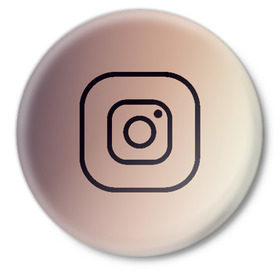 Значок с принтом instagram(simple logo) в Белгороде,  металл | круглая форма, металлическая застежка в виде булавки | instagram | logo | инстаграм | лого | мягкие цвета | приложение | простая картинка | фотоаппарат | черная картинка | черный | черный значок | черный цвет