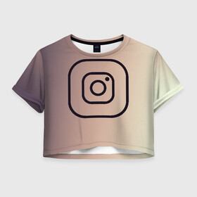 Женская футболка Crop-top 3D с принтом instagram(simple logo) в Белгороде, 100% полиэстер | круглая горловина, длина футболки до линии талии, рукава с отворотами | instagram | logo | инстаграм | лого | мягкие цвета | приложение | простая картинка | фотоаппарат | черная картинка | черный | черный значок | черный цвет