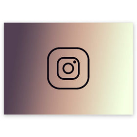 Поздравительная открытка с принтом instagram(simple logo) в Белгороде, 100% бумага | плотность бумаги 280 г/м2, матовая, на обратной стороне линовка и место для марки
 | instagram | logo | инстаграм | лого | мягкие цвета | приложение | простая картинка | фотоаппарат | черная картинка | черный | черный значок | черный цвет