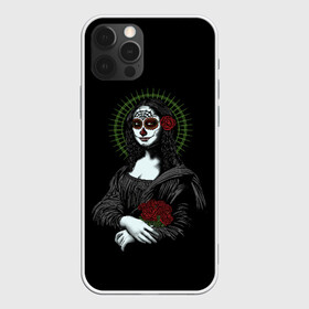 Чехол для iPhone 12 Pro с принтом Mona Lisa - Santa Muerte в Белгороде, силикон | область печати: задняя сторона чехла, без боковых панелей | dead | death | lisa | mona | muerte | muertos | santa | день | искуство | картина | лиза | мона | муэрте | муэртес | муэртос | роза | розы | санта | тату | татуировка | цветы | череп