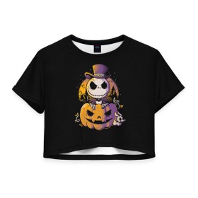 Женская футболка Cropp-top с принтом The Nightmare Before Christmas в Белгороде, 100% полиэстер | круглая горловина, длина футболки до линии талии, рукава с отворотами | before | burton | christmas | horror | jack skellington | nightmare | tim | timothy | walter | бёртон | джек | перед | рождеством | скеллингтон | тим | тимоти | ужастик | ужасы