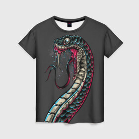 Женская футболка 3D с принтом Viper в Белгороде, 100% полиэфир ( синтетическое хлопкоподобное полотно) | прямой крой, круглый вырез горловины, длина до линии бедер | animals | art | poison | snake | venom | venomous | viper | арт | гадюка | животное | животные | змеи | змей | змея | картинка | картинки | прикольная | прикольные | яд | ядовитая | ядовитый