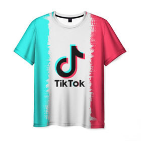 Мужская футболка 3D с принтом TIKTOK в Белгороде, 100% полиэфир | прямой крой, круглый вырез горловины, длина до линии бедер | tik | tik tok | tiktok | tok | тик | тик ток | тикток | ток