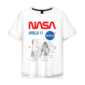 Мужская футболка хлопок Oversize с принтом Nasa Apollo 11 (двухсторонняя) в Белгороде, 100% хлопок | свободный крой, круглый ворот, “спинка” длиннее передней части | apollo 11 | apolo 11 | apolon 11 | аполлон 11 | аполон 11 | наса | насса