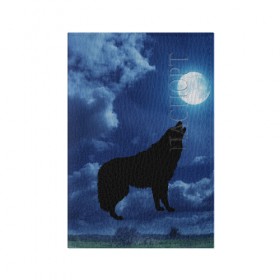 Обложка для паспорта матовая кожа с принтом WOLF в Белгороде, натуральная матовая кожа | размер 19,3 х 13,7 см; прозрачные пластиковые крепления | wolf | волк | луна | ночь