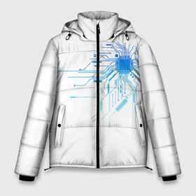 Мужская зимняя куртка 3D с принтом Ice IC в Белгороде, верх — 100% полиэстер; подкладка — 100% полиэстер; утеплитель — 100% полиэстер | длина ниже бедра, свободный силуэт Оверсайз. Есть воротник-стойка, отстегивающийся капюшон и ветрозащитная планка. 

Боковые карманы с листочкой на кнопках и внутренний карман на молнии. | Тематика изображения на принте: android | apple | ic | ice | intel | nan | pc | technology | андроид | андройд | картинка | микросхема | нано | пк | прикольная | програмист | программа | процессор | схема | технологии | технология