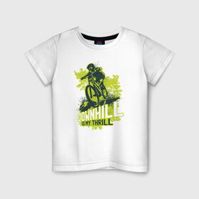 Детская футболка хлопок с принтом Downhill в Белгороде, 100% хлопок | круглый вырез горловины, полуприлегающий силуэт, длина до линии бедер | Тематика изображения на принте: downhill | велосипед | велосипедист | велоспорт | скоростной спуск | экстрим