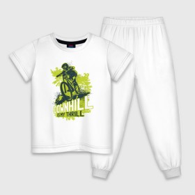 Детская пижама хлопок с принтом Downhill в Белгороде, 100% хлопок |  брюки и футболка прямого кроя, без карманов, на брюках мягкая резинка на поясе и по низу штанин
 | downhill | велосипед | велосипедист | велоспорт | скоростной спуск | экстрим
