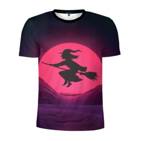 Мужская футболка 3D спортивная с принтом The Witch(Happy Halloween) в Белгороде, 100% полиэстер с улучшенными характеристиками | приталенный силуэт, круглая горловина, широкие плечи, сужается к линии бедра | halloween | halloweenparty | witch | в подарок | ведьма | ведьмочка | вечеринка | детский дизайн | детский рисунок | для подарка | закат солнца | мягкие цвета | пати | хэллоуин