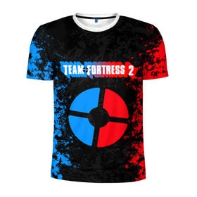 Мужская футболка 3D спортивная с принтом TEAM FORTRESS 2 RED VS BLUE в Белгороде, 100% полиэстер с улучшенными характеристиками | приталенный силуэт, круглая горловина, широкие плечи, сужается к линии бедра | Тематика изображения на принте: fortress 2 | team 2 | team fortress | team fortress 2 | тим 2 | тим фортрес. | тим фортресс | тим фортресс 2 | фортресс 2