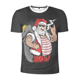 Мужская футболка 3D спортивная с принтом Bad santa в Белгороде, 100% полиэстер с улучшенными характеристиками | приталенный силуэт, круглая горловина, широкие плечи, сужается к линии бедра | 
