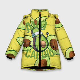 Зимняя куртка для девочек 3D с принтом Аво Кардио в Белгороде, ткань верха — 100% полиэстер; подклад — 100% полиэстер, утеплитель — 100% полиэстер. | длина ниже бедра, удлиненная спинка, воротник стойка и отстегивающийся капюшон. Есть боковые карманы с листочкой на кнопках, утяжки по низу изделия и внутренний карман на молнии. 

Предусмотрены светоотражающий принт на спинке, радужный светоотражающий элемент на пуллере молнии и на резинке для утяжки. | avocado | cardio | fit | fitness | авокадо | авокардио | бег | кардио | спорт | спортсмен | фитнес