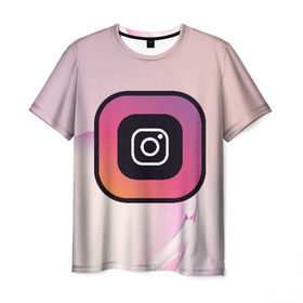 Мужская футболка 3D с принтом Instagram(редактируемое лого) в Белгороде, 100% полиэфир | прямой крой, круглый вырез горловины, длина до линии бедер | 