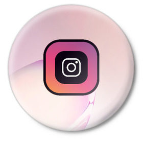 Значок с принтом Instagram(редактируемое лого) в Белгороде,  металл | круглая форма, металлическая застежка в виде булавки | 