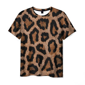 Мужская футболка 3D с принтом Леопардовая расцветка в Белгороде, 100% полиэфир | прямой крой, круглый вырез горловины, длина до линии бедер | леопард | леопардовая | леопардовые | леопардовый | леопарды | пятнистые | пятнистый | пятнистым | расцветка