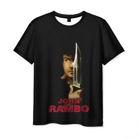 Мужская футболка 3D с принтом John Rambo в Белгороде, 100% полиэфир | прямой крой, круглый вырез горловины, длина до линии бедер | action | army | blood | first | john | last | rambo | stallone | states | sylvester | united | usa | армия | боевик | джон | кровь | первая | последняя | рэмбо | сильвестр | сталлоне | сша