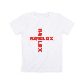 Детская футболка хлопок с принтом ROBLOX в Белгороде, 100% хлопок | круглый вырез горловины, полуприлегающий силуэт, длина до линии бедер | roblox | roblox simulator. | код роблокс | роблокс | роблокс симулятор