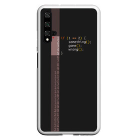 Чехол для Honor 20 с принтом if 1 == 2 в Белгороде, Силикон | Область печати: задняя сторона чехла, без боковых панелей | Тематика изображения на принте: it | php | айтишник | код | кодер | ошибка | програма | програмист | программа | программист | разработка | разработчик | сайт | сайты | си | си плюсплюс | си шарп | технарь | условие | явапхп | яваскрипт