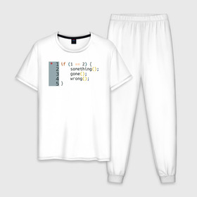 Мужская пижама хлопок с принтом if 1 == 2 в Белгороде, 100% хлопок | брюки и футболка прямого кроя, без карманов, на брюках мягкая резинка на поясе и по низу штанин
 | it | php | айтишник | код | кодер | ошибка | програма | програмист | программа | программист | разработка | разработчик | сайт | сайты | си | си плюсплюс | си шарп | технарь | условие | явапхп | яваскрипт