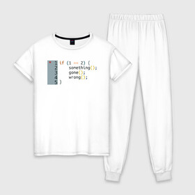 Женская пижама хлопок с принтом if 1 == 2 в Белгороде, 100% хлопок | брюки и футболка прямого кроя, без карманов, на брюках мягкая резинка на поясе и по низу штанин | it | php | айтишник | код | кодер | ошибка | програма | програмист | программа | программист | разработка | разработчик | сайт | сайты | си | си плюсплюс | си шарп | технарь | условие | явапхп | яваскрипт