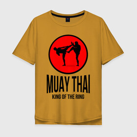 Мужская футболка хлопок Oversize с принтом Muay thai (двухсторонняя) в Белгороде, 100% хлопок | свободный крой, круглый ворот, “спинка” длиннее передней части | boxer | boxing | fight | fighting | king of the ring | muay thai | боксер | король ринга | муай тай | тайский бокс