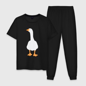 Мужская пижама хлопок с принтом ЗЛОЙ ГУСЬ! в Белгороде, 100% хлопок | брюки и футболка прямого кроя, без карманов, на брюках мягкая резинка на поясе и по низу штанин
 | goose | untitled goose | гусь | злой гусь