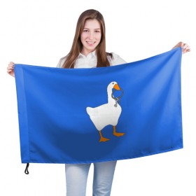 Флаг 3D с принтом Untitled Goose Game в Белгороде, 100% полиэстер | плотность ткани — 95 г/м2, размер — 67 х 109 см. Принт наносится с одной стороны | epic store | ugg | untitled goose game | гусь | игра без названия | игра про гуся | неназванная игра про гуся