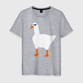 Мужская футболка хлопок с принтом КРУТОЙ ГУСЬ в Белгороде, 100% хлопок | прямой крой, круглый вырез горловины, длина до линии бедер, слегка спущенное плечо. | meme | untitled goose game | злой гусь | мем | птица
