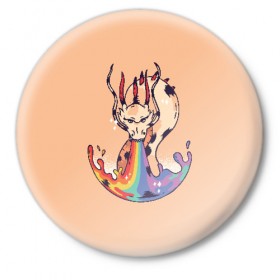 Значок с принтом Дракон Радуга в Белгороде,  металл | круглая форма, металлическая застежка в виде булавки | dragon | rainbow | дракон | единорог | радуга