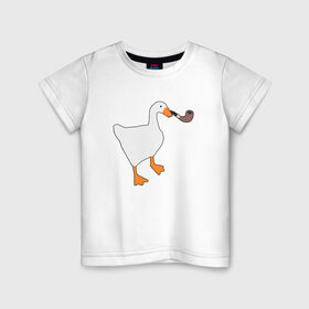 Детская футболка хлопок с принтом Untitled Goose в Белгороде, 100% хлопок | круглый вырез горловины, полуприлегающий силуэт, длина до линии бедер | evil | game | goose | mem | memes | untitled | гусь | злой | игра | мем | осторожно