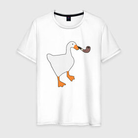 Мужская футболка хлопок с принтом Untitled Goose в Белгороде, 100% хлопок | прямой крой, круглый вырез горловины, длина до линии бедер, слегка спущенное плечо. | evil | game | goose | mem | memes | untitled | гусь | злой | игра | мем | осторожно