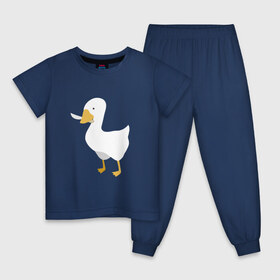 Детская пижама хлопок с принтом untitled goose в Белгороде, 100% хлопок |  брюки и футболка прямого кроя, без карманов, на брюках мягкая резинка на поясе и по низу штанин
 | game | goose | untitled | videogame | видеоигры | гусь | игры | мем