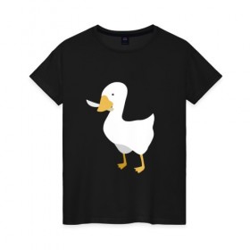 Женская футболка хлопок с принтом untitled goose в Белгороде, 100% хлопок | прямой крой, круглый вырез горловины, длина до линии бедер, слегка спущенное плечо | game | goose | untitled | videogame | видеоигры | гусь | игры | мем