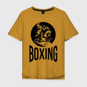 Мужская футболка хлопок Oversize с принтом Boxing (двухсторонняя) в Белгороде, 100% хлопок | свободный крой, круглый ворот, “спинка” длиннее передней части | boxer | boxing | fight | mma | бокс | боксер | тайский бокс