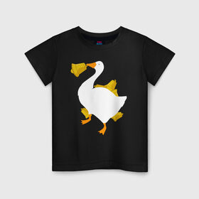 Детская футболка хлопок с принтом ЗЛОЙ ГУСТЬ С КОЛОКОЛЬЧИКОМ в Белгороде, 100% хлопок | круглый вырез горловины, полуприлегающий силуэт, длина до линии бедер | meme | untitled goose game | злой гусь | мем | птица