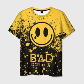 Мужская футболка 3D с принтом BAD DRIP в Белгороде, 100% полиэфир | прямой крой, круглый вырез горловины, длина до линии бедер | bad | baddrip | cloud | coil | drip | smoke | vape | wape | бак | вейп | вейпер | дрипка | дым | койл | культура | мод | облако | пар | хипстер