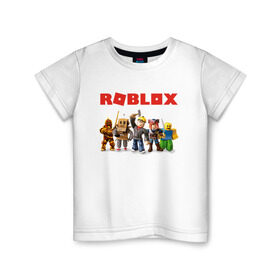 Детская футболка хлопок с принтом ROBLOX в Белгороде, 100% хлопок | круглый вырез горловины, полуприлегающий силуэт, длина до линии бедер | Тематика изображения на принте: roblox | roblox simulator. | код роблокс | роблокс | роблокс симулятор