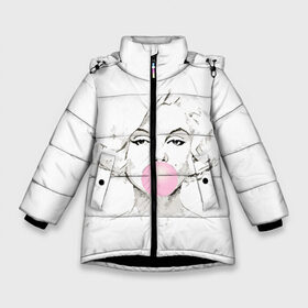 Зимняя куртка для девочек 3D с принтом Мэрилин Монро в Белгороде, ткань верха — 100% полиэстер; подклад — 100% полиэстер, утеплитель — 100% полиэстер. | длина ниже бедра, удлиненная спинка, воротник стойка и отстегивающийся капюшон. Есть боковые карманы с листочкой на кнопках, утяжки по низу изделия и внутренний карман на молнии. 

Предусмотрены светоотражающий принт на спинке, радужный светоотражающий элемент на пуллере молнии и на резинке для утяжки. | girl | girls | marilyn monroe | monroe | retro | актриса | девушка | знаменитости | знаменитость | картинки | модель | монро | мэрилин монро | прикольные | ретро