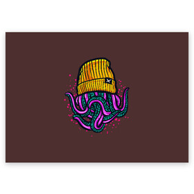 Поздравительная открытка с принтом Octopus(Lil Peep, GBC) в Белгороде, 100% бумага | плотность бумаги 280 г/м2, матовая, на обратной стороне линовка и место для марки
 | Тематика изображения на принте: gbc | lil | peep | rap | rock | бордовый | желтый | зеленый | исполнитель | картинка | надпись на спине | осьминог | редактируемый дизайн | рок | рэп | рэпер | сочный цвет | фиолетовый
