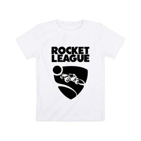 Детская футболка хлопок с принтом ROCKET LEAGUE в Белгороде, 100% хлопок | круглый вырез горловины, полуприлегающий силуэт, длина до линии бедер | racing. | rocket league | rocket league garage | rocket trade | гонки | рокет лига