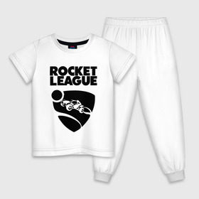 Детская пижама хлопок с принтом ROCKET LEAGUE в Белгороде, 100% хлопок |  брюки и футболка прямого кроя, без карманов, на брюках мягкая резинка на поясе и по низу штанин
 | racing. | rocket league | rocket league garage | rocket trade | гонки | рокет лига