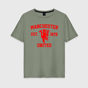 Женская футболка хлопок Oversize с принтом МАНЧЕСТЕР ЮНАЙТЕД | FCMU | MANCHESTER UNITED в Белгороде, 100% хлопок | свободный крой, круглый ворот, спущенный рукав, длина до линии бедер
 | fc | fcmu | football | football club | manchester united | sport | манчестер юнайтед | спорт | фк | фкмю | футбол | футбольный клуб